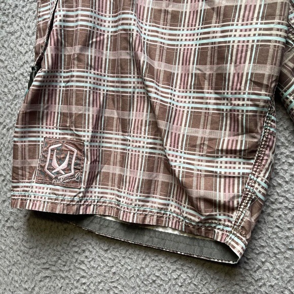 Red Sand Board Shorts Mens Size 32 Plaid Swim Trunks Bottoms - Picture 7 of 12